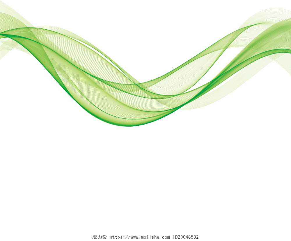 绿色感动感线条不规则水波纹线条素材